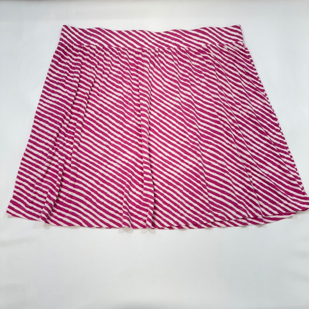 Loft Striped Mini Skirt Womens XL Pink White Jersey Knit Pull On 304358
